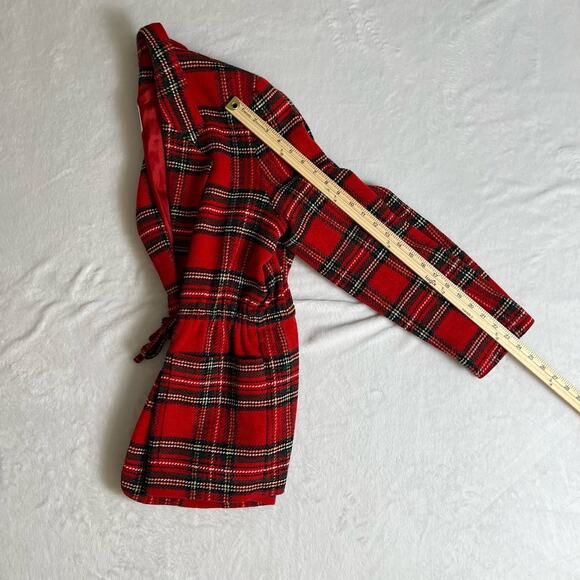 Olivier Strelli Women’s Wool Tartan Blazer Sz L 42 Red Plaid Preppy Academiacore - Picture 6 of 8